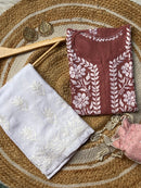 chikankariofficial 38 / mauve Chikankari rayon kurti