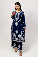 chikankariofficial 38 / navy blue Soft n silky Premium Reyon fabric Plazzo Set