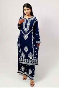 chikankariofficial 38 / navy blue Soft n silky Premium Reyon fabric Plazzo Set
