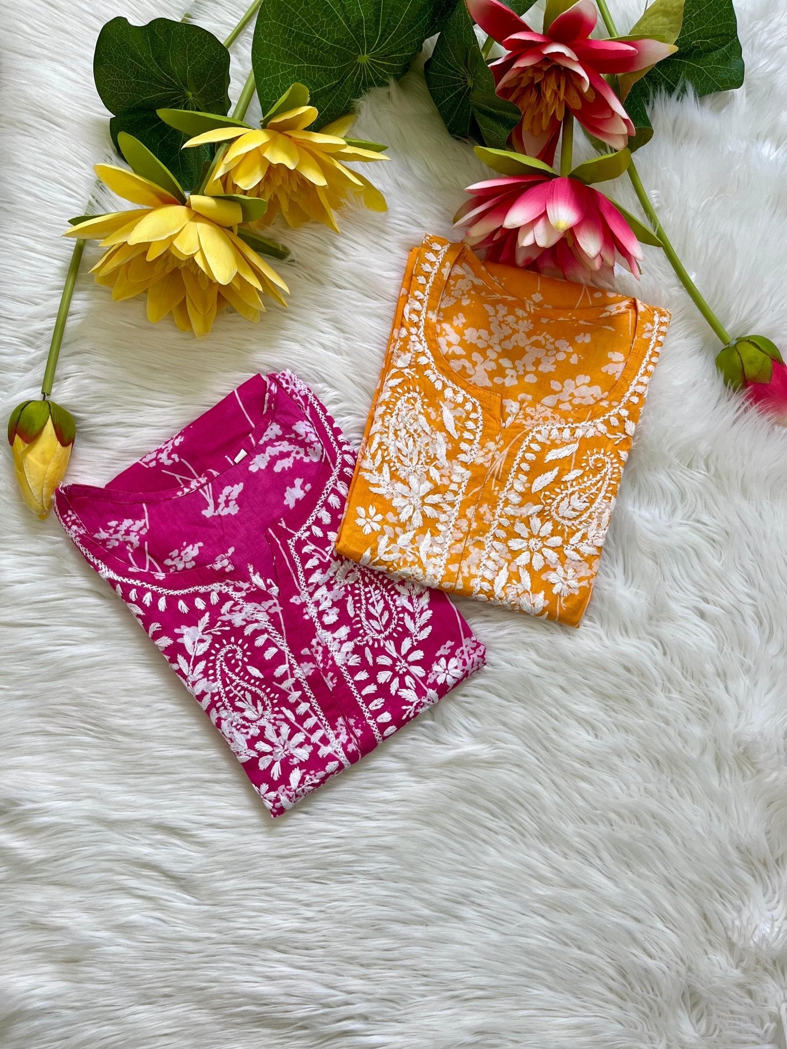 chikankariofficial 38 / pink Buy 1 Get 1 Free Lightweight Mul Chikan kurtis