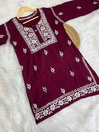 chikankariofficial 38 / wine Trendy Soft And Comfortable Modal Short Top