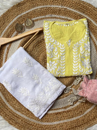 chikankariofficial 38 / yellow Chikankari rayon kurti