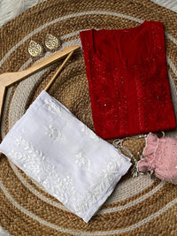 chikankariofficial Butter Soft Silver Muqaish kurta