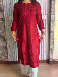 chikankariofficial Butter Soft Silver Muqaish kurta