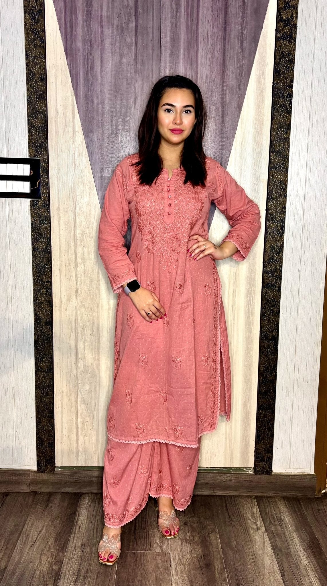 Chikankari Dobby cotton Plazzo set