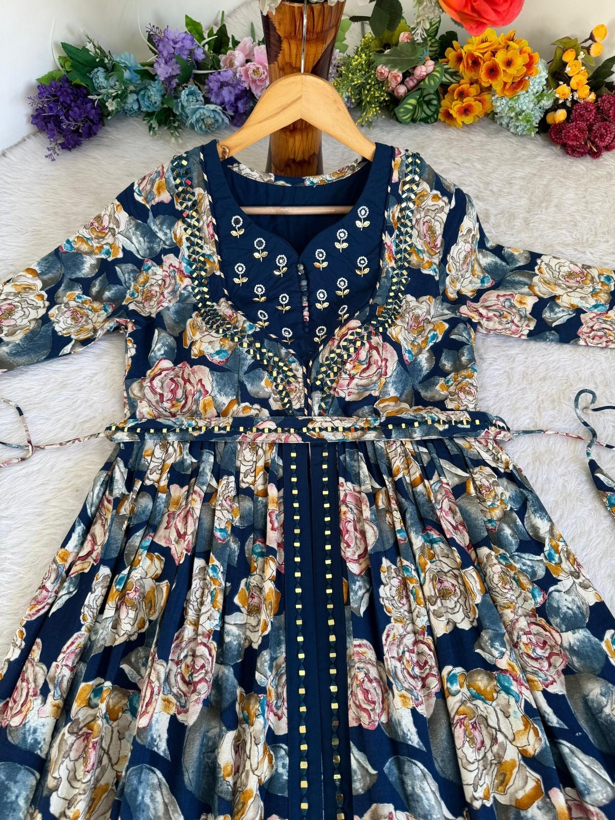 chikankariofficial Party Wear Exquisite Hand Embroidered And Handwork Gown Only