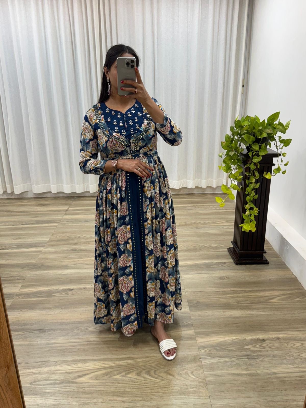 chikankariofficial Party Wear Exquisite Hand Embroidered And Handwork Gown Only