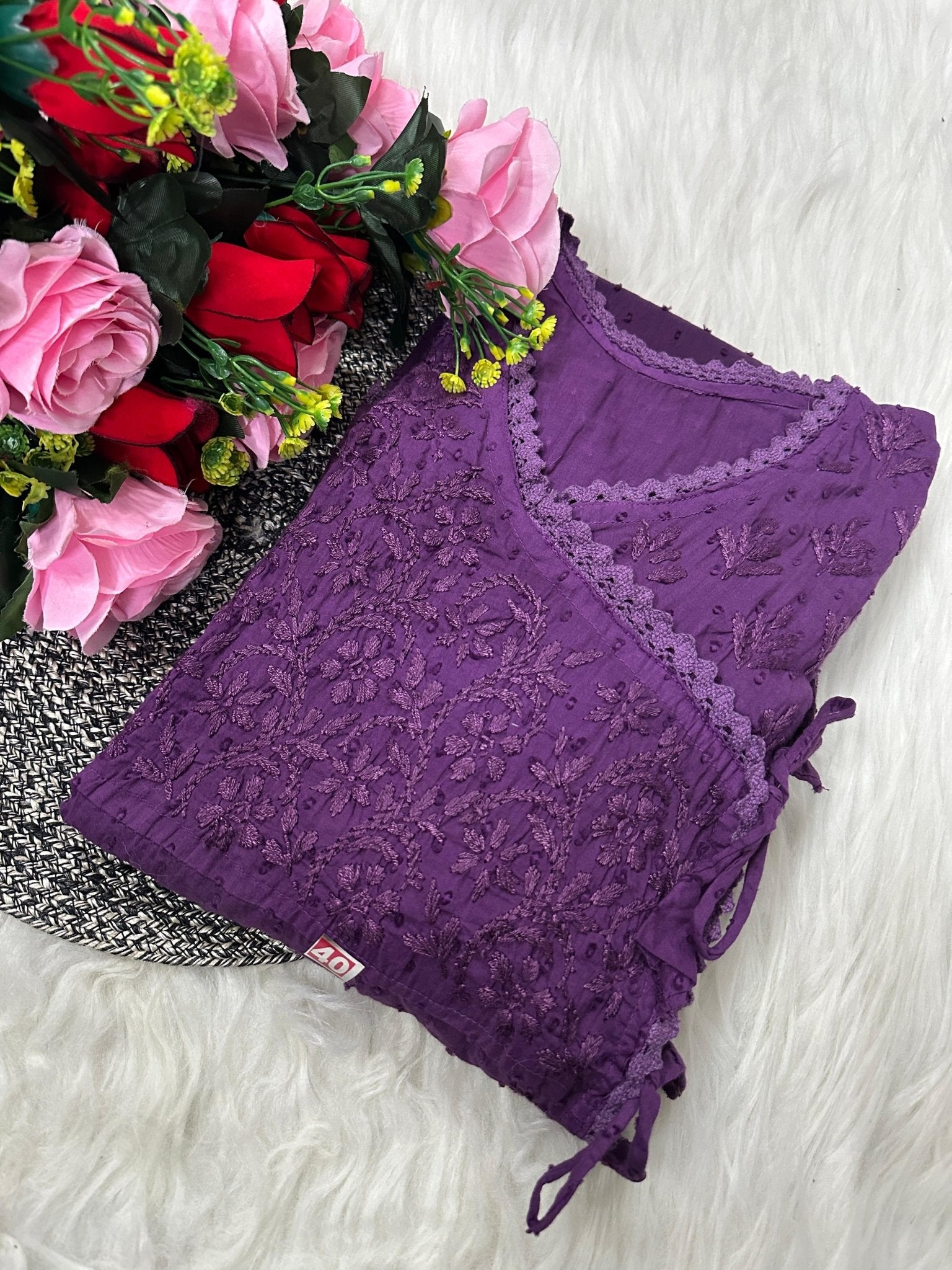 Dobby Cotton Angrakha Handworked Bhawna special - chikankariofficial