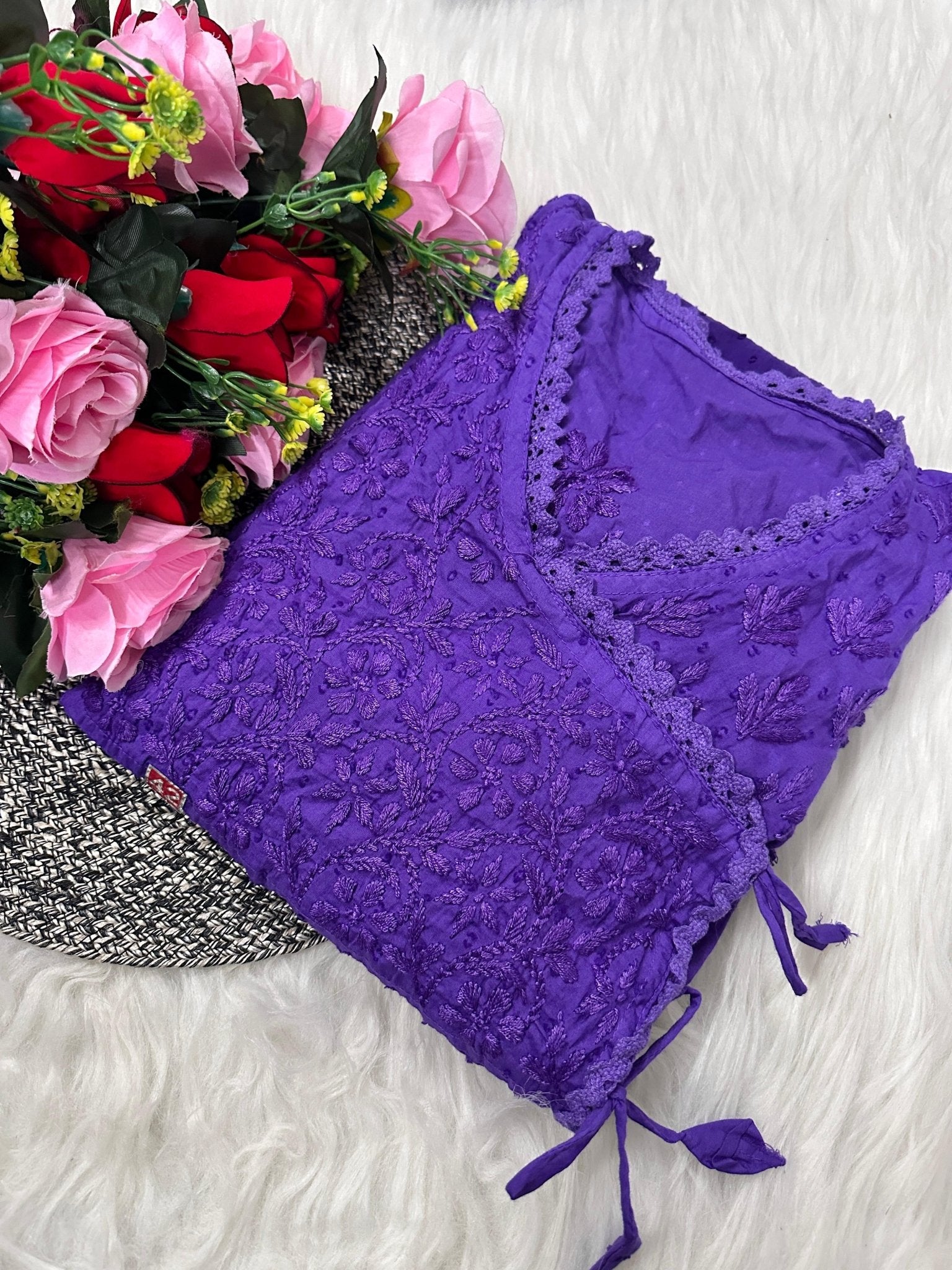 Dobby Cotton Angrakha Handworked Bhawna special - chikankariofficial