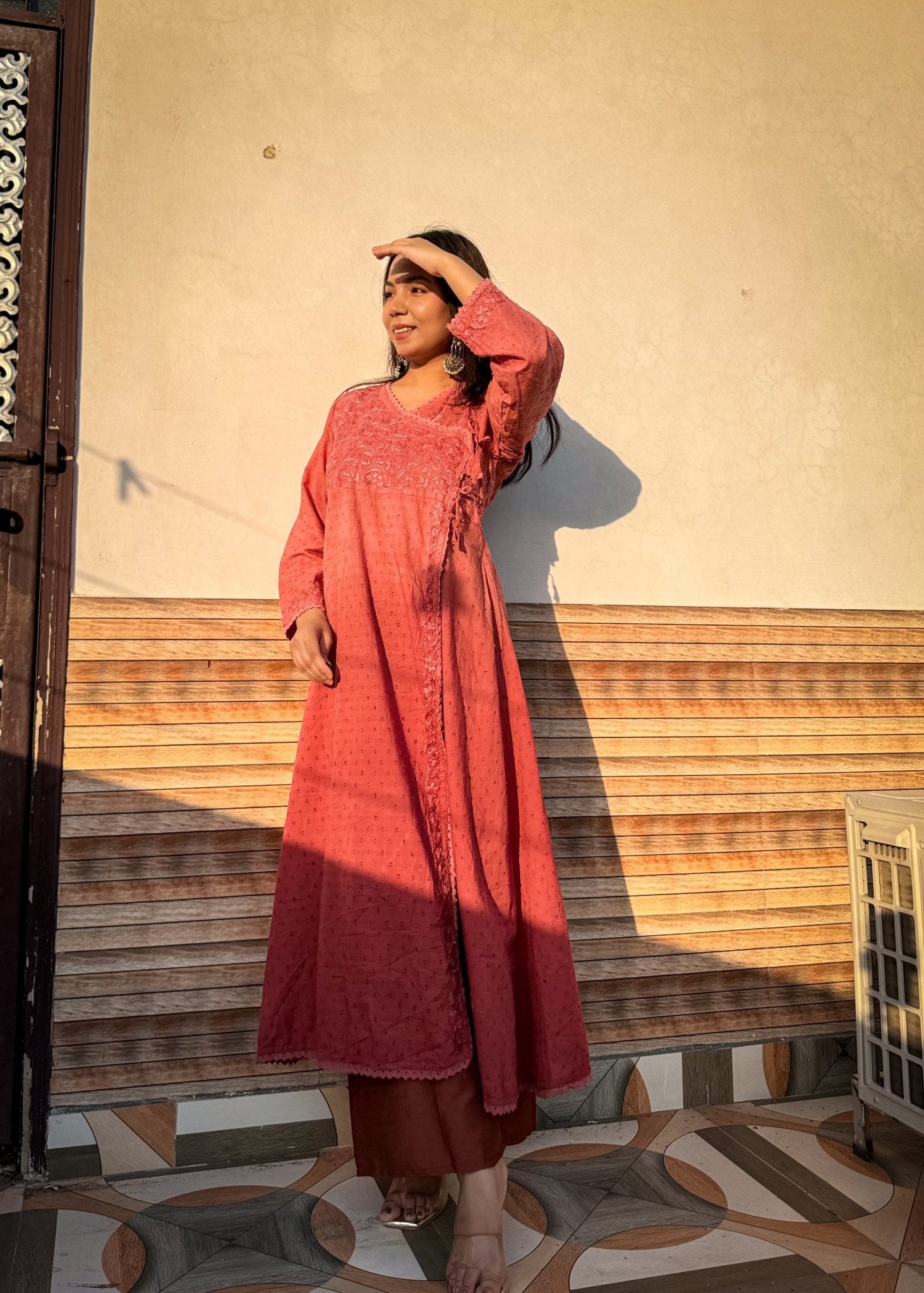 Dobby Cotton Angrakha Handworked Bhawna special - chikankariofficial