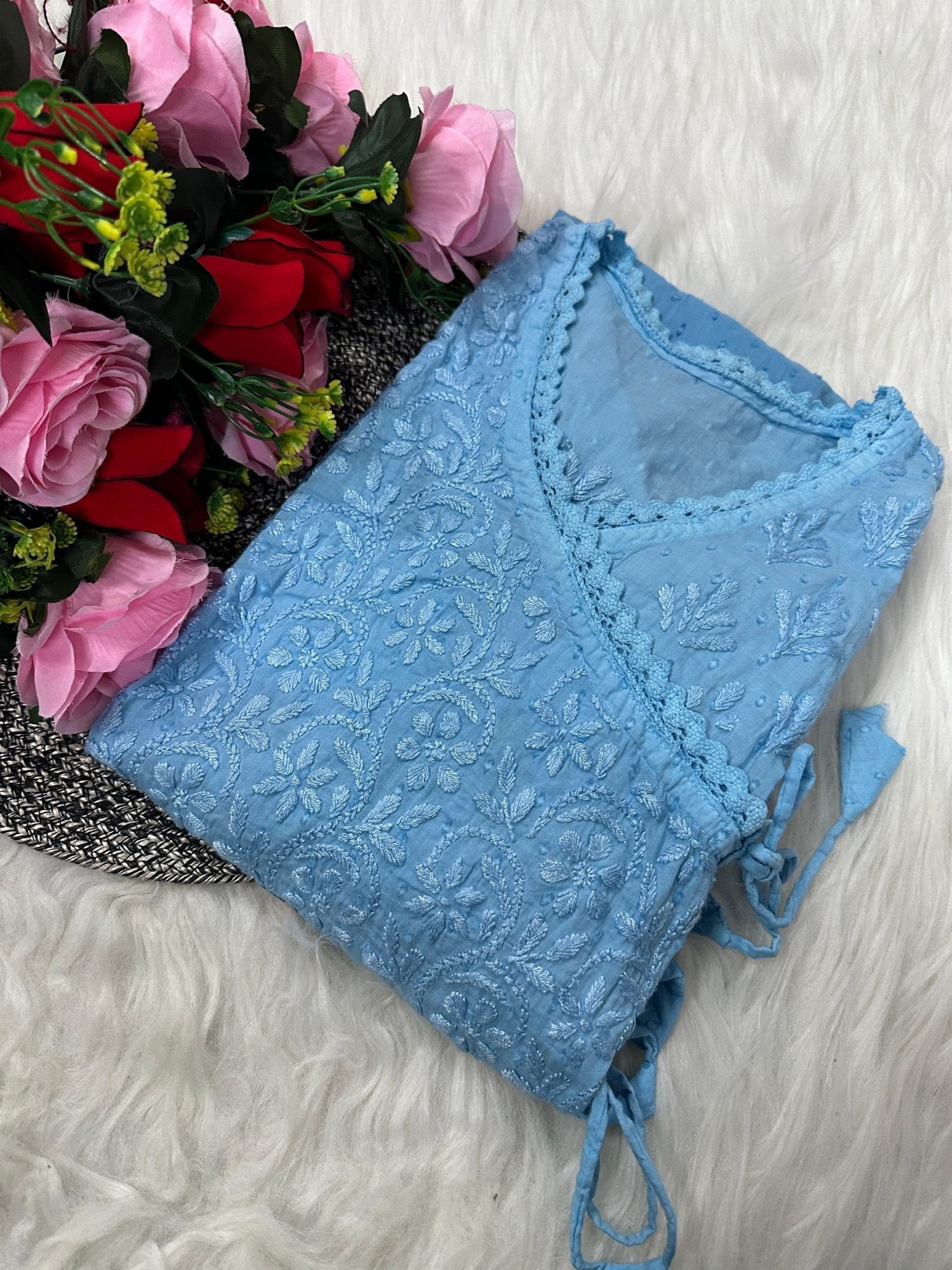 Dobby Cotton Angrakha Handworked Bhawna special - chikankariofficial