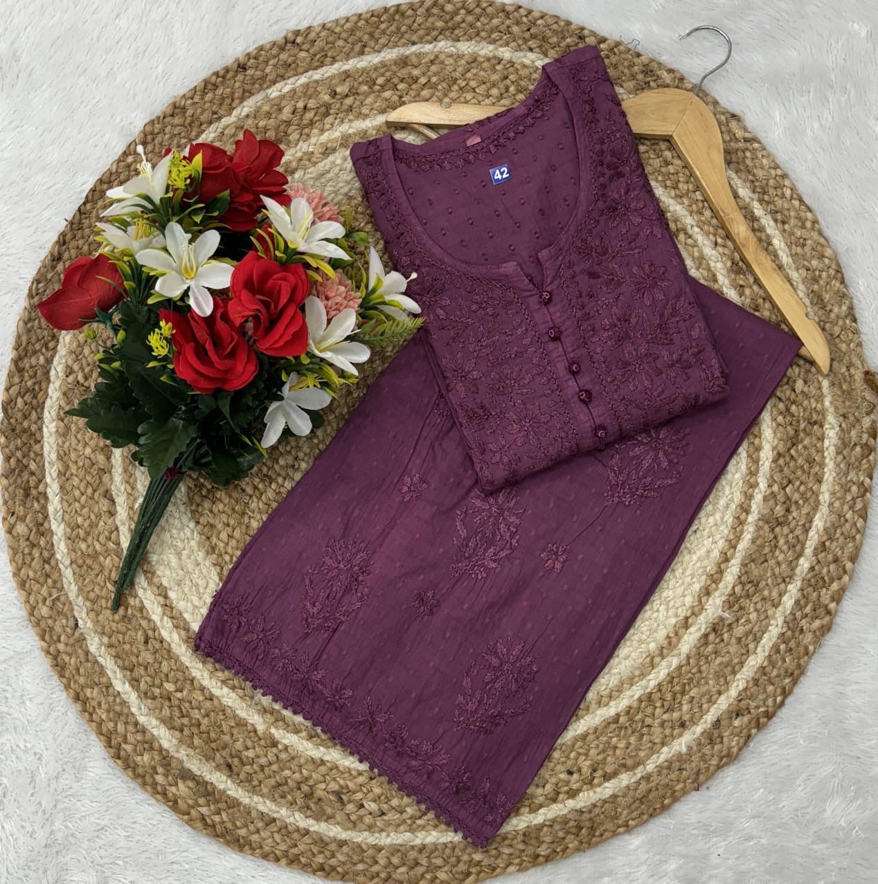 Dobby Cotton Ghass patti Work Plazzo combo - chikankariofficial