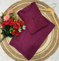 Dobby Cotton Ghass patti Work Plazzo combo - chikankariofficial