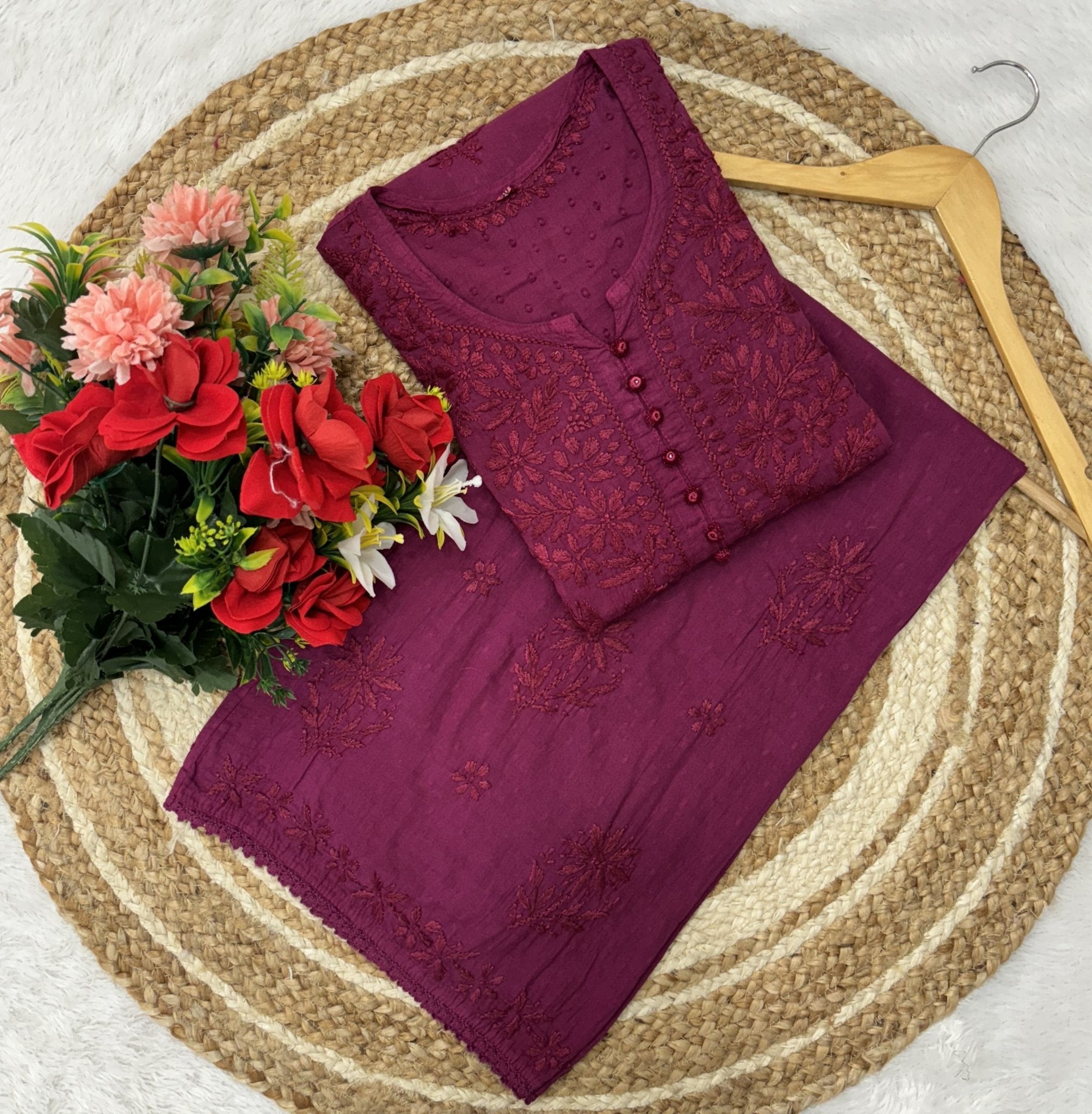 Dobby Cotton Ghass patti Work Plazzo combo - chikankariofficial