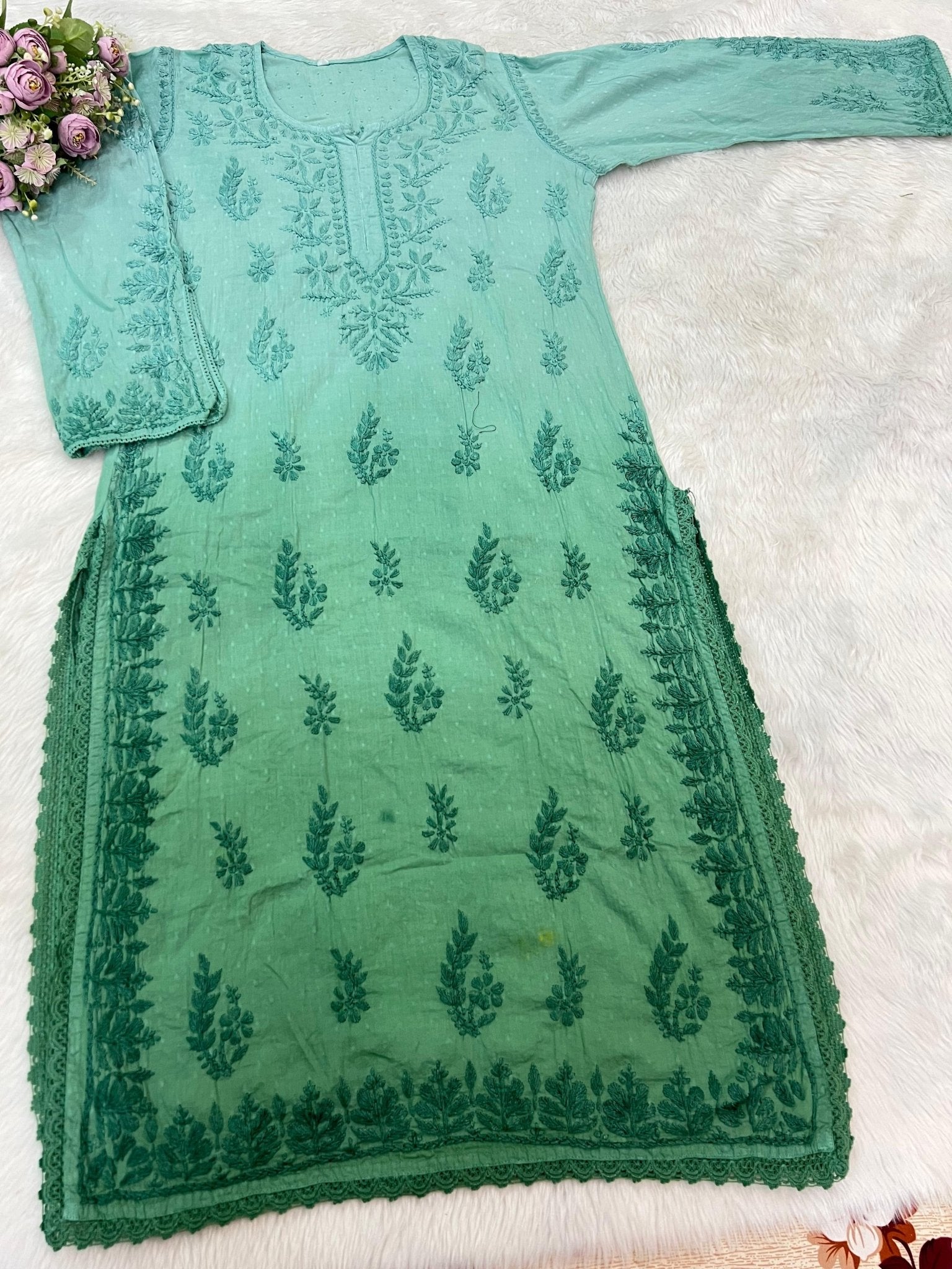 Dobby Cotton Heavy Embroidery Handwork Crochet lays