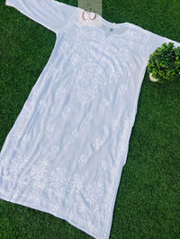 Dyeable Modal Chikankari ( White ) - chikankariofficial