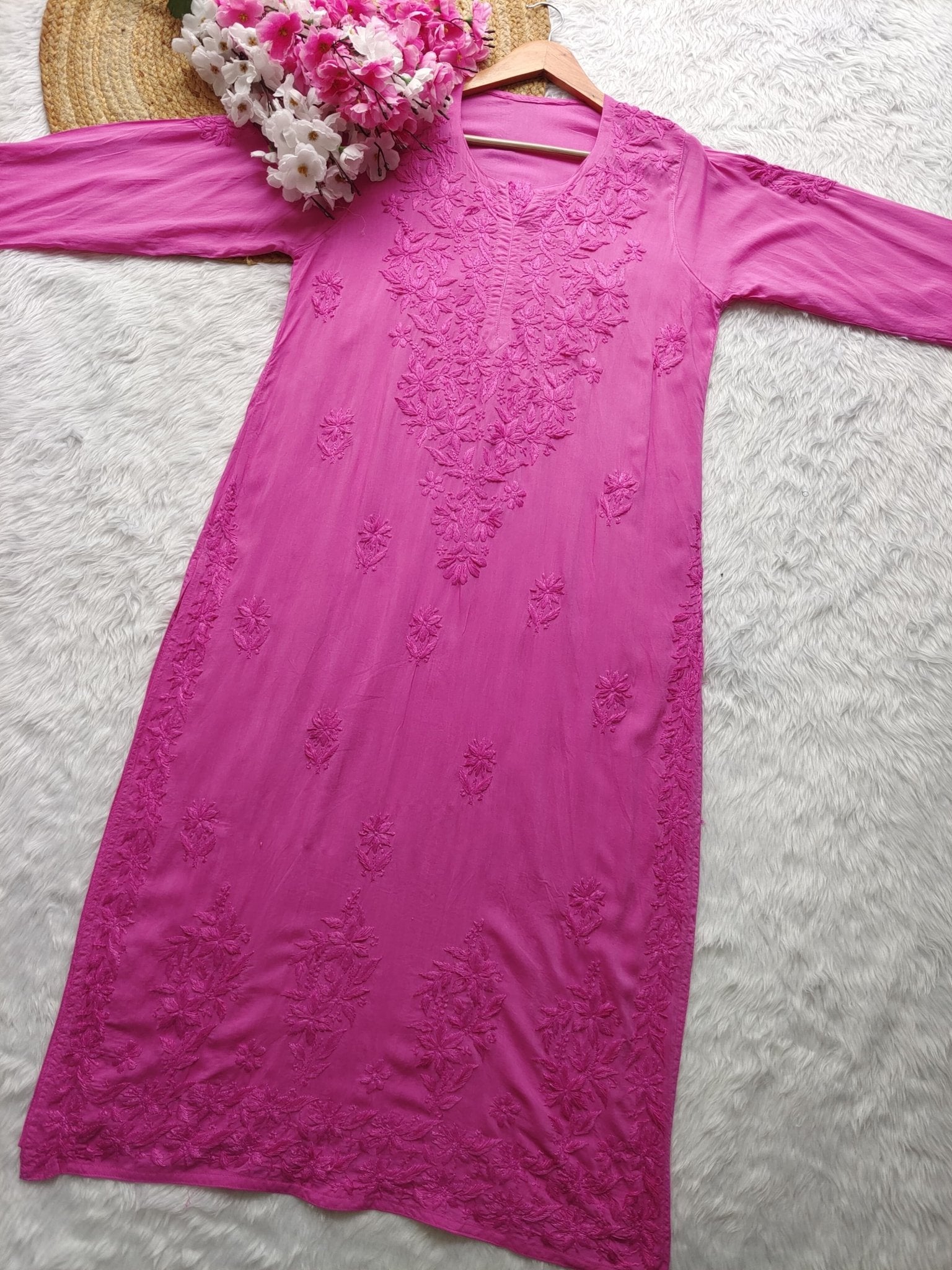 Dyed Straight Fit Modal Kurtas - chikankariofficial