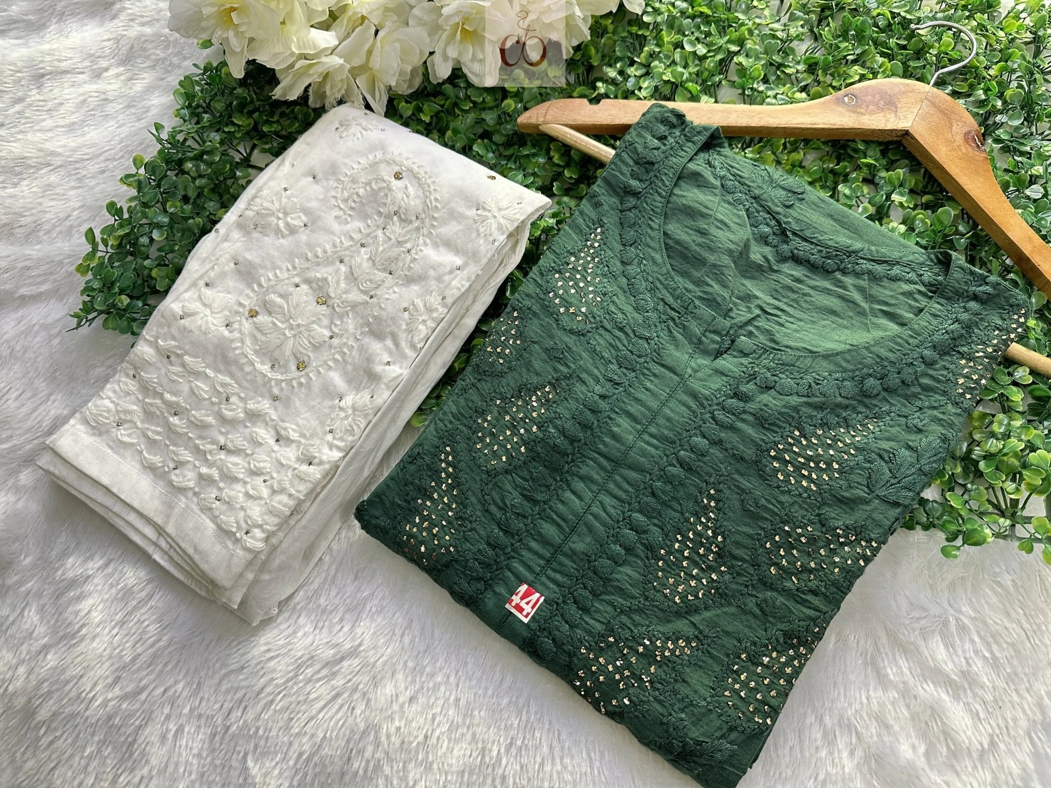 Elegant Chanderi With Muqaish Work - chikankariofficial