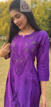 Elegant Chanderi With Muqaish Work - chikankariofficial