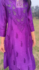 Elegant Chanderi With Muqaish Work - chikankariofficial