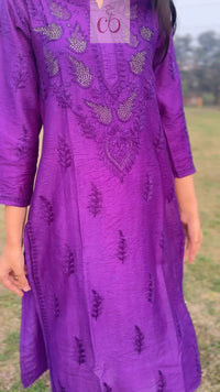 Elegant Chanderi With Muqaish Work - chikankariofficial