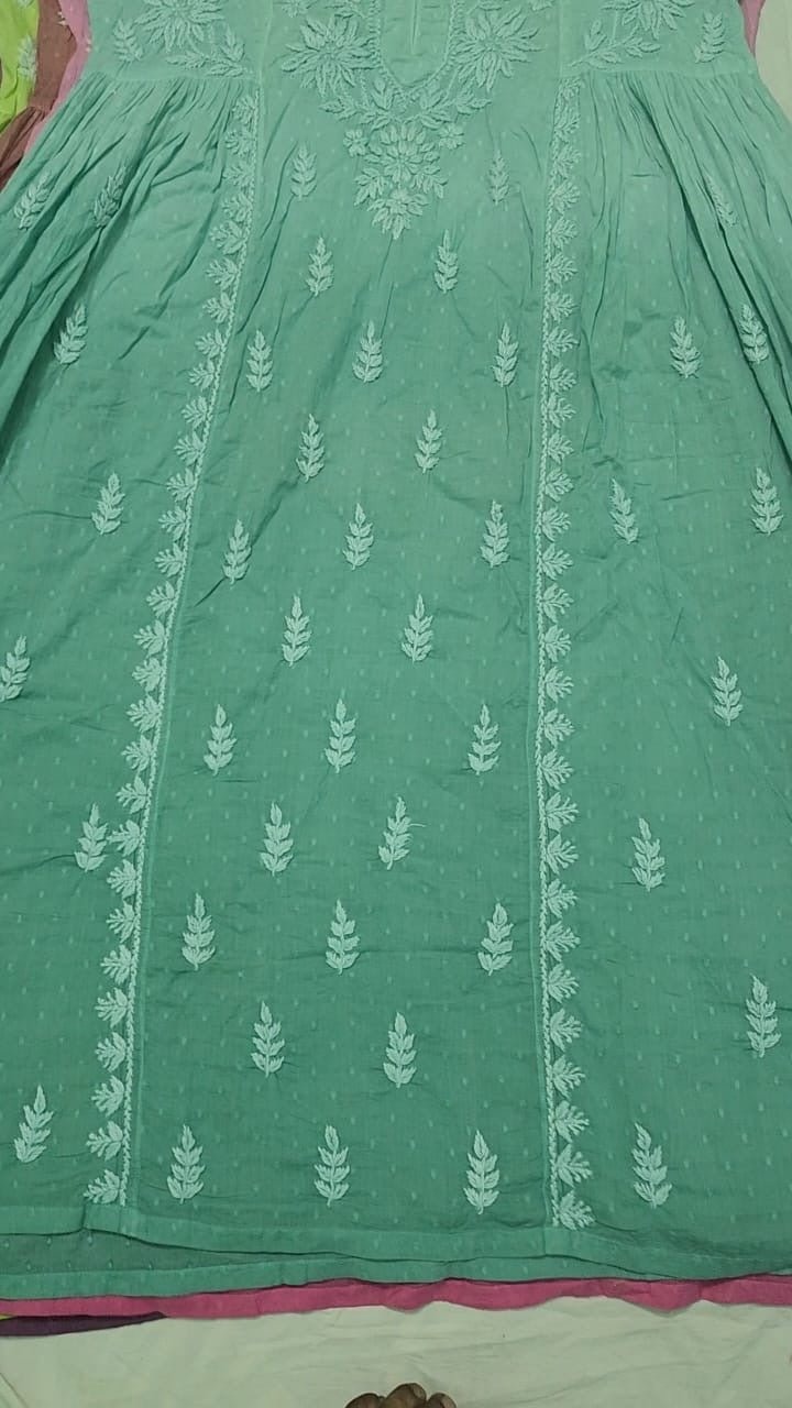 Exclusive Dobby Cotton Gown - chikankariofficial