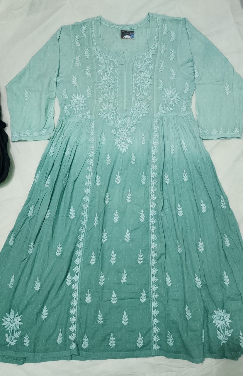 Exclusive Dobby Cotton Gown - chikankariofficial