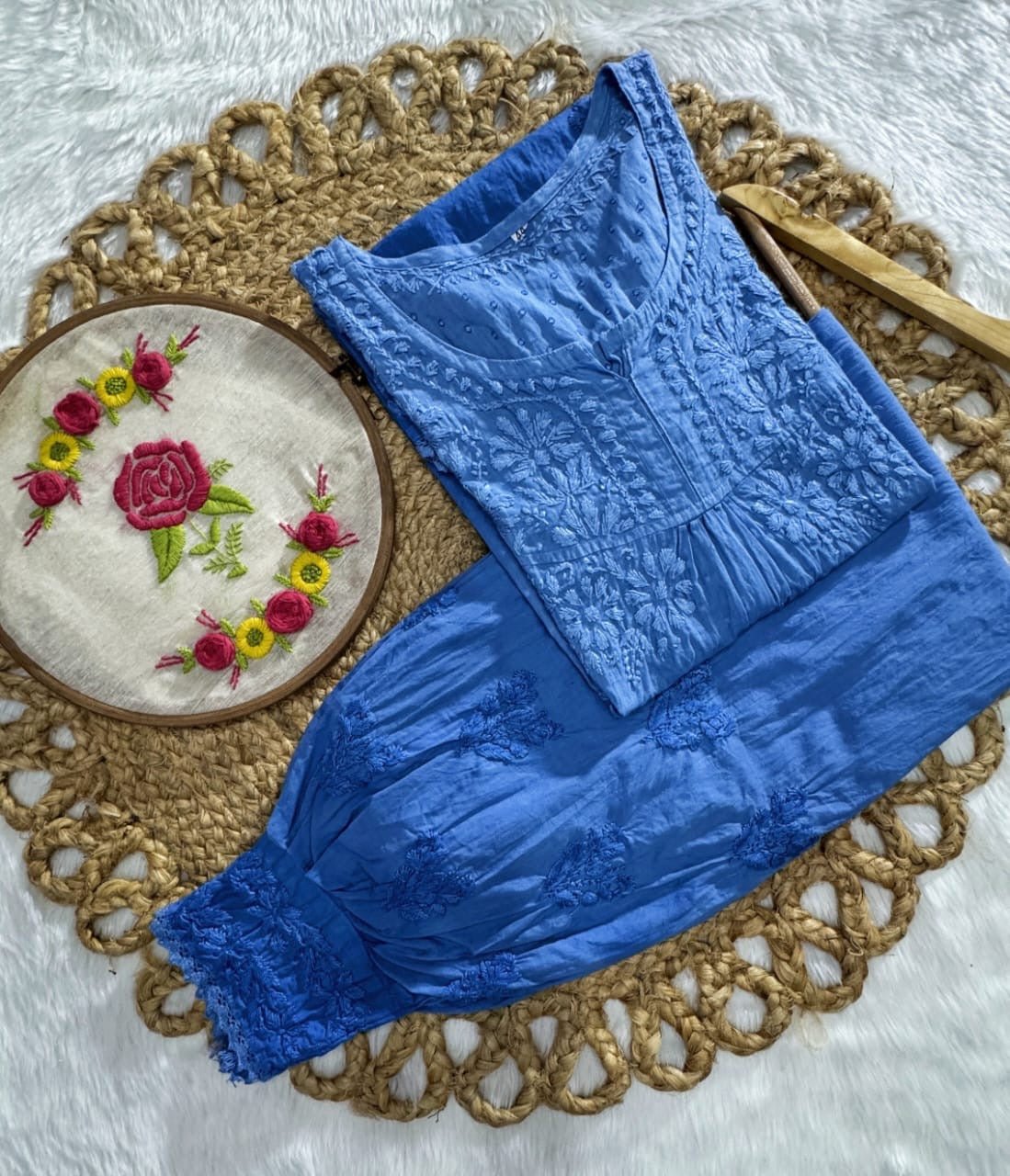 Exclusive Dobby Cotton ombre short Afghani Pair - chikankariofficial