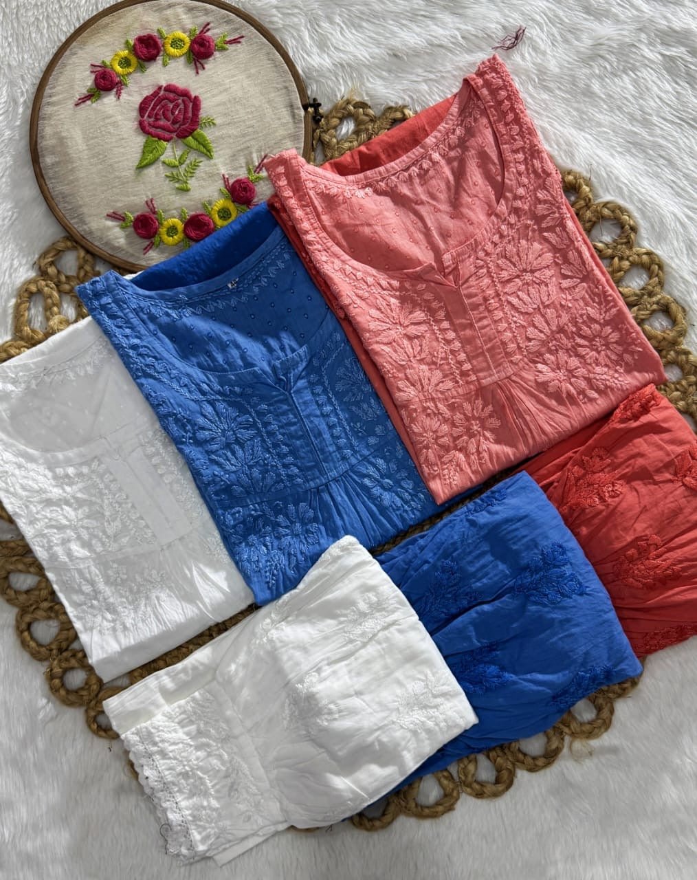 Exclusive Dobby Cotton ombre short Afghani Pair - chikankariofficial