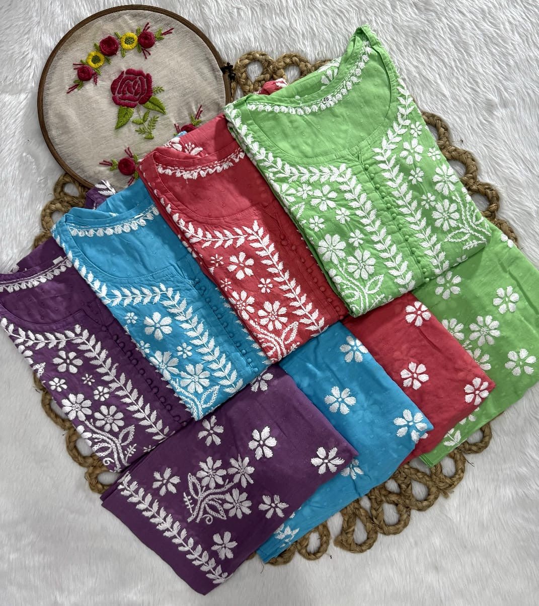 Exclusive DOBBY Nyra Cut kurti & pant in a combination of matching Set - chikankariofficial