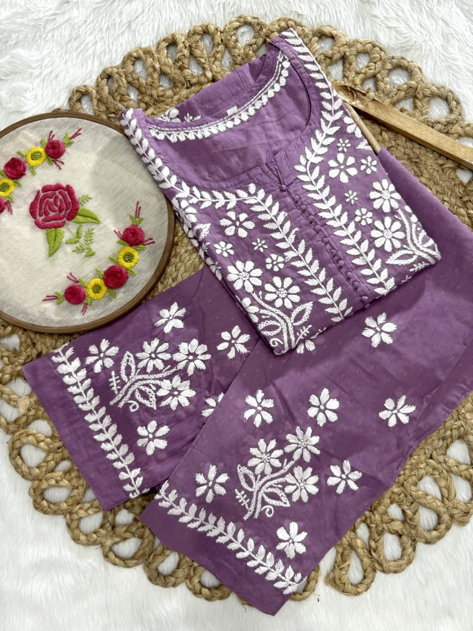 Exclusive DOBBY Nyra Cut kurti & pant in a combination of matching Set - chikankariofficial