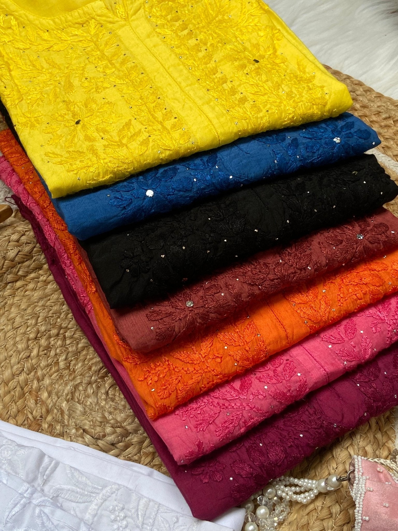 Exclusive Light weight Butter soft dyed Chanderi kurti - chikankariofficial