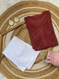 Exclusive Light weight Butter soft dyed Chanderi kurti - chikankariofficial