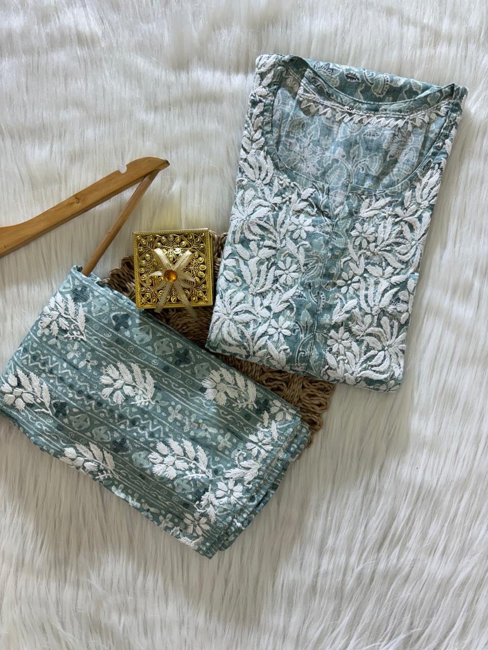 Exclusive Slub Modal Set with Heavy Handcrafted - chikankariofficial