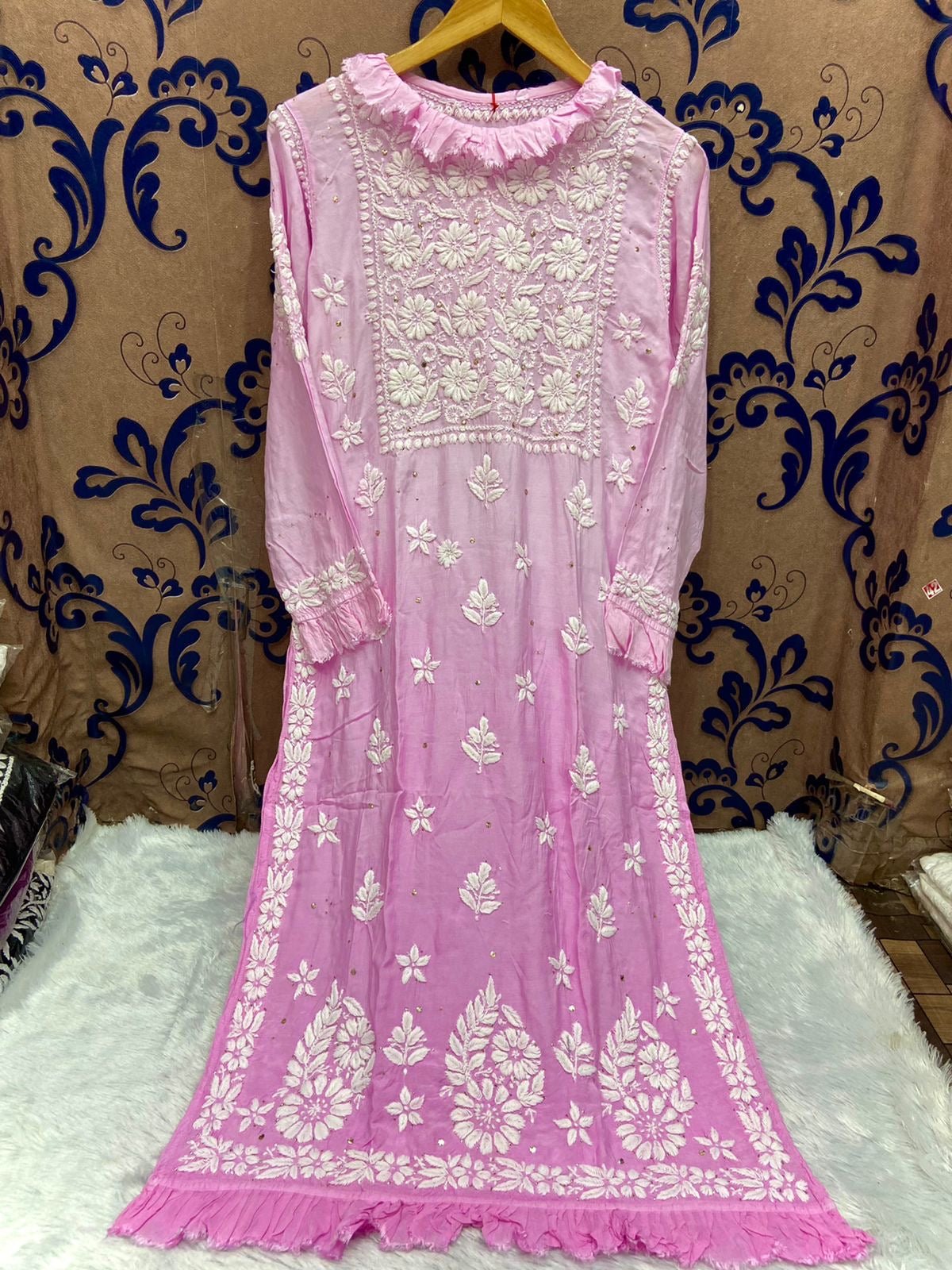 Fancy Musleen pure 3D silk - chikankariofficial