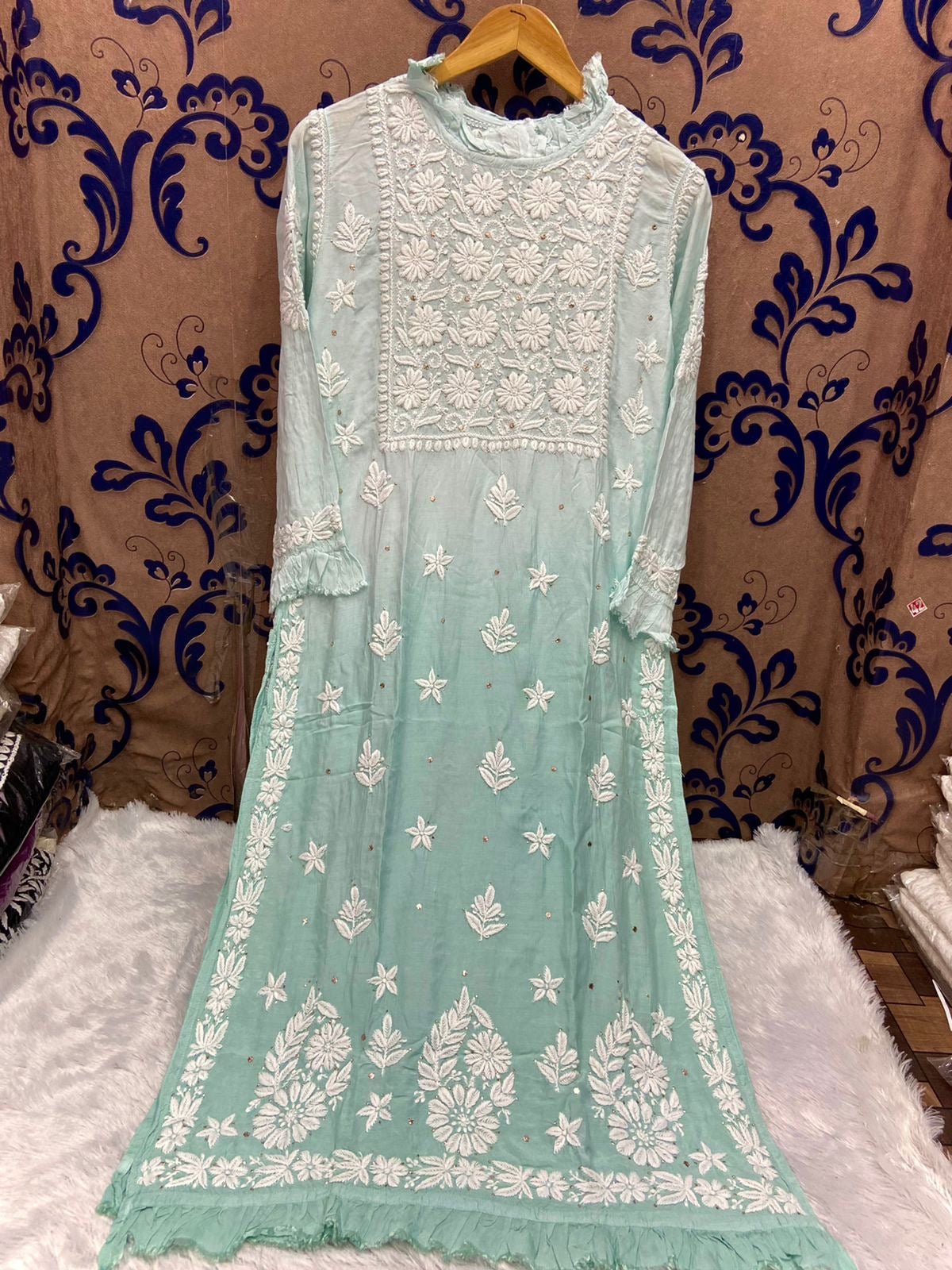 Fancy Musleen pure 3D silk - chikankariofficial