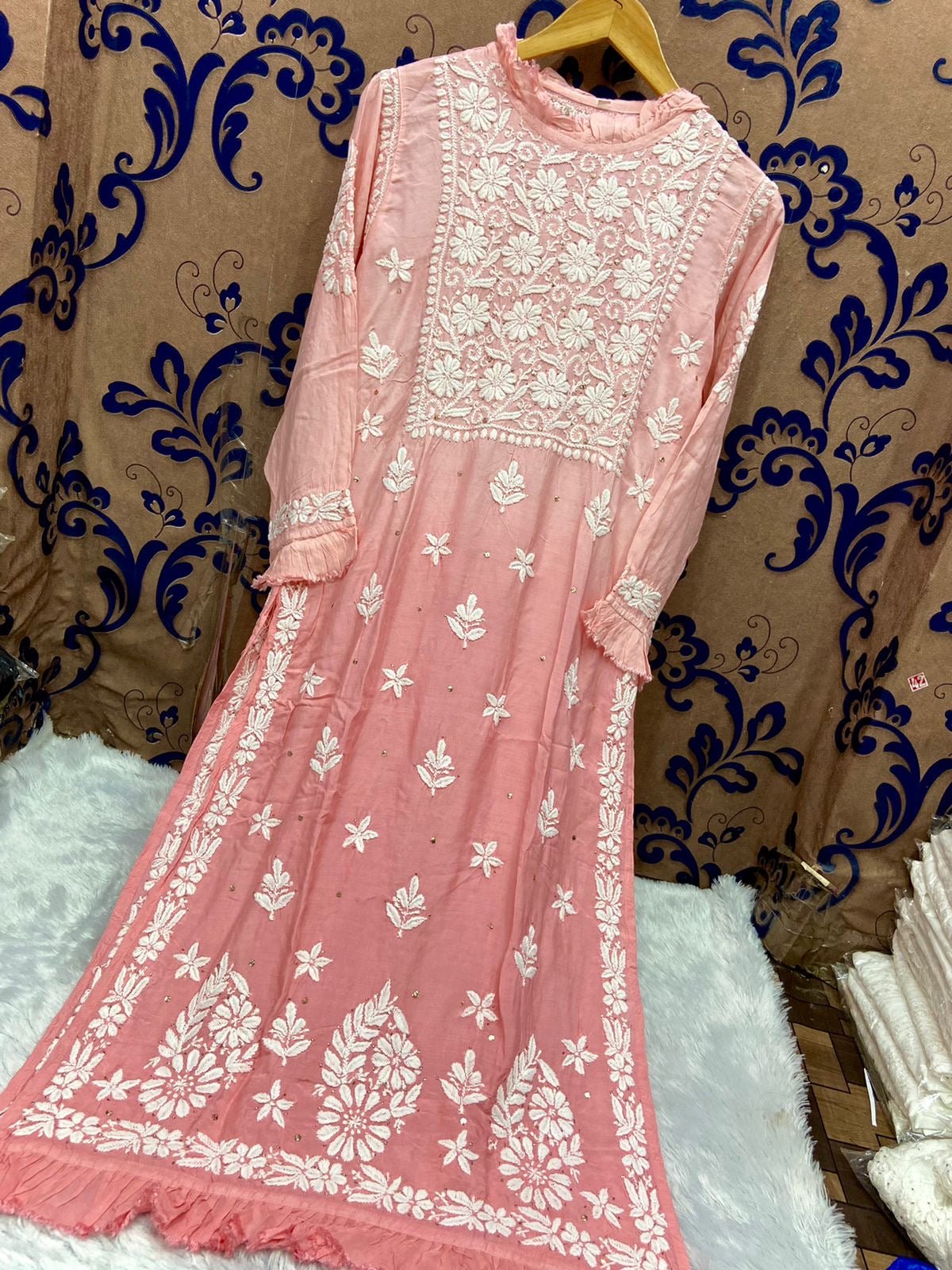 Fancy Musleen pure 3D silk - chikankariofficial