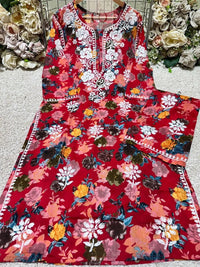 Floral Printed Mul Mul Plazo Set - chikankariofficial