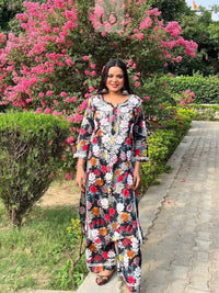 Floral Printed Mul Mul Plazo Set - chikankariofficial