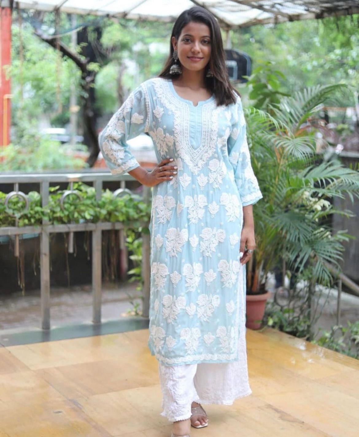 Flower 3d Jaal Kurta Luxe adorned - chikankariofficial