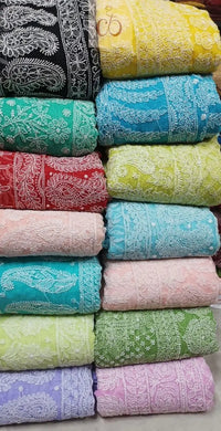 Full Jaal Georgette Saree All over Work Finest Finishing With Blouse - chikankariofficial