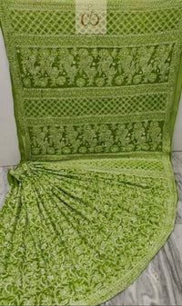 Full Jaal Georgette Saree All over Work Finest Finishing With Blouse - chikankariofficial