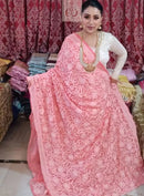 Full Jaal Georgette Saree All over Work Finest Finishing With Blouse - chikankariofficial