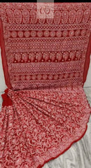 Full Jaal Georgette Saree All over Work Finest Finishing With Blouse - chikankariofficial