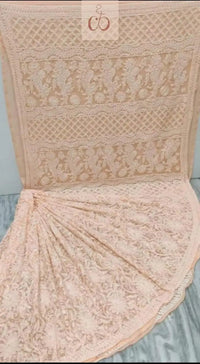 Full Jaal Georgette Saree All over Work Finest Finishing With Blouse - chikankariofficial