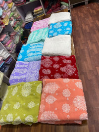 Georgette Chikankaari Heavy Pallu and big motifs Sarees with blouse - chikankariofficial