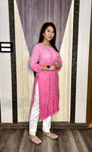 Ghass Patti Chhadi Hand Work Dual Shades Kurti & Lycra Stechble Pant - chikankariofficial