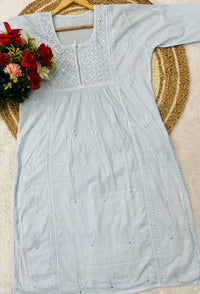 Ghasspatti Muqaish Gown - chikankariofficial