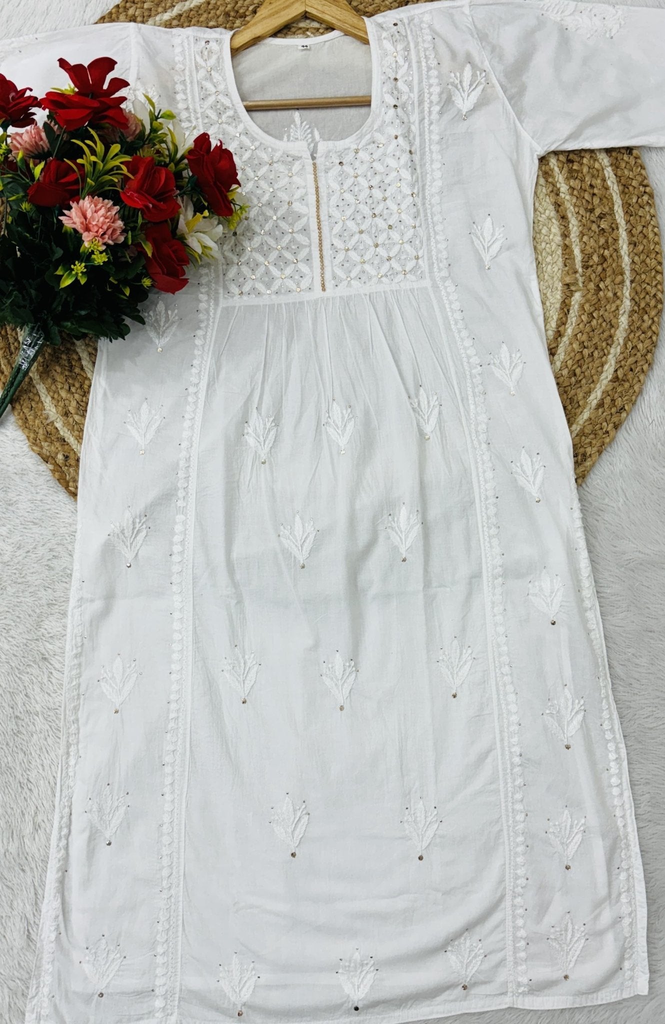 Ghasspatti Muqaish Gown - chikankariofficial