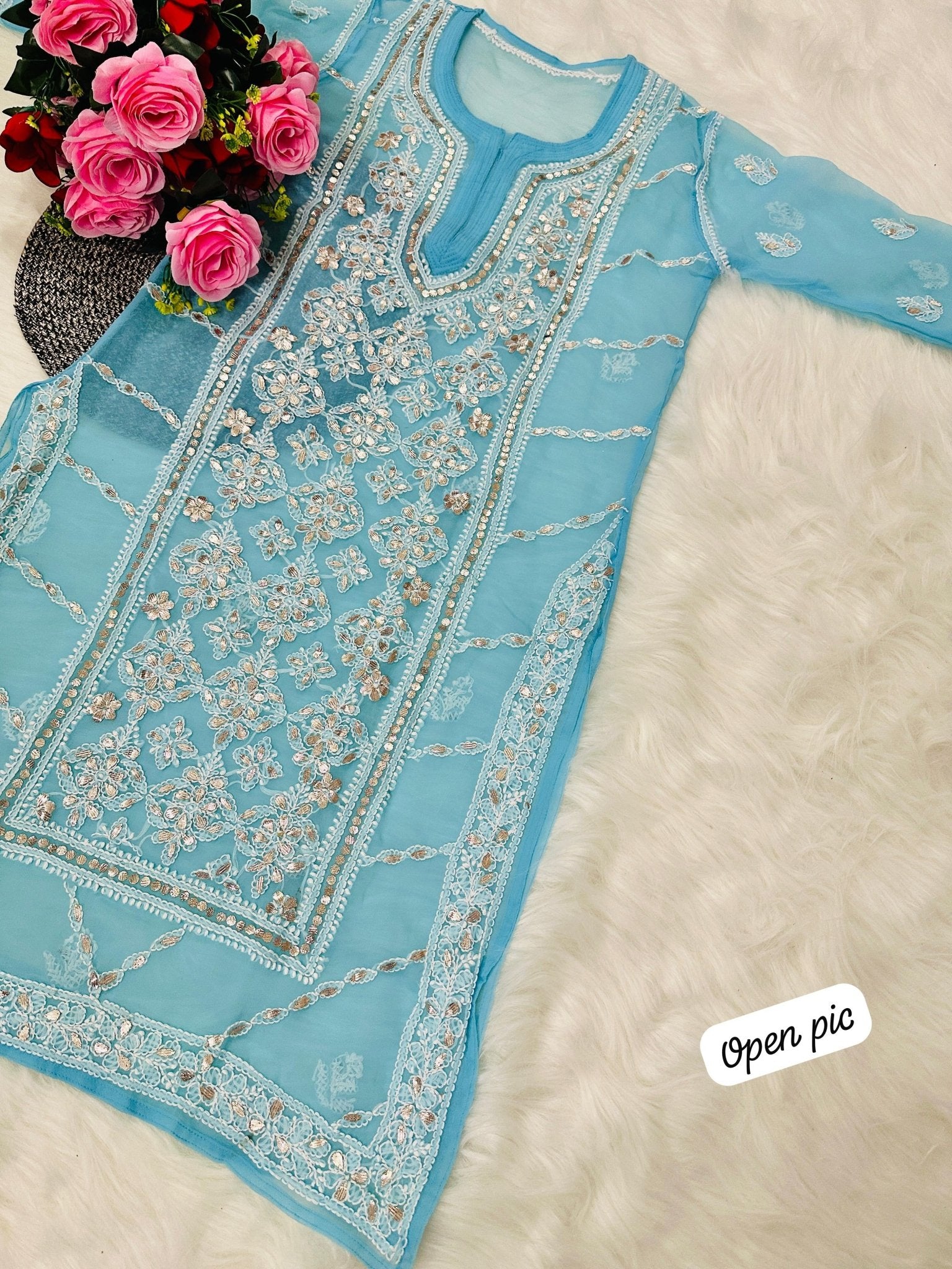 Gotapatti 3pc Set Heavy panel Edition ( With inner ) - chikankariofficial